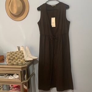La Piccola NWT linen and cotton brown duster or bathing suit cover up one size